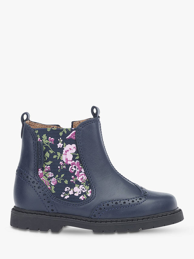 Start-Rite Navy Leather Floral Chelsea Boots