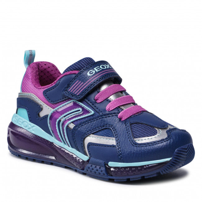 Geox Bayonyc Navy/ Purple Light-Up Trainer