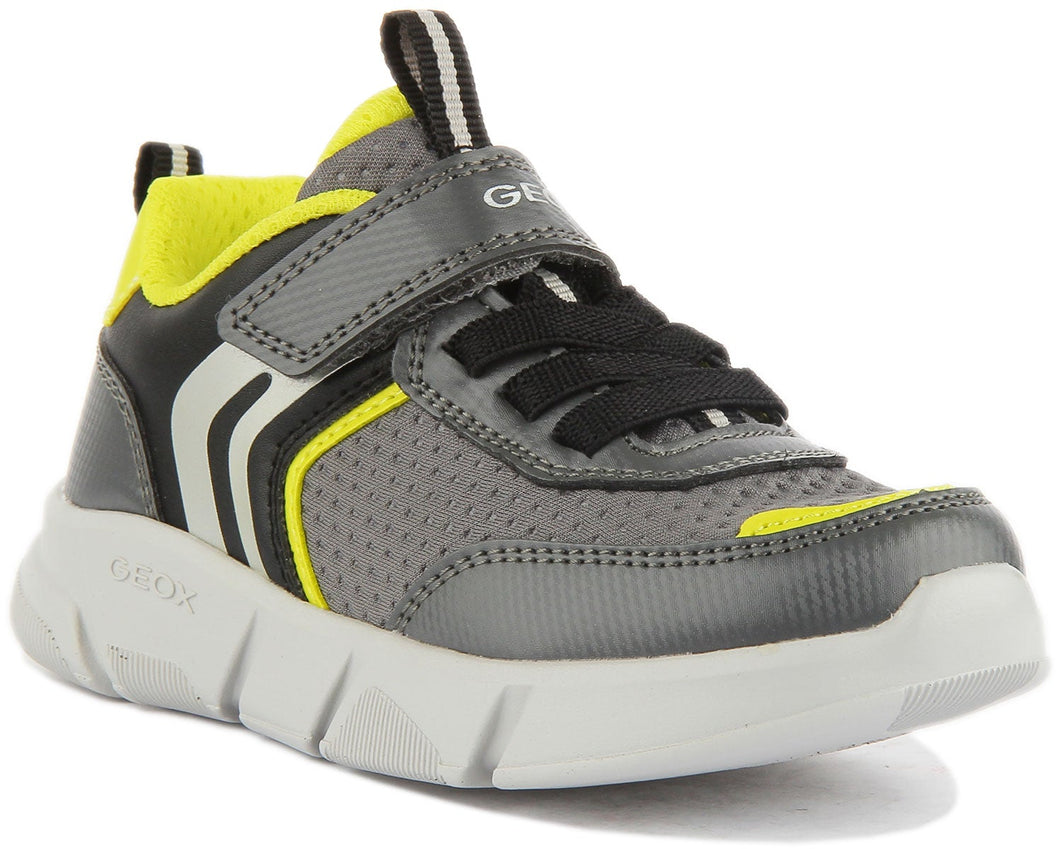 Geox Aril Grey and Lime Trainers